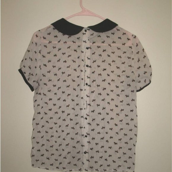 Adorable Scottie Dog Blouse Forever 21 Buttons Down Back - Picture 2 of 3
